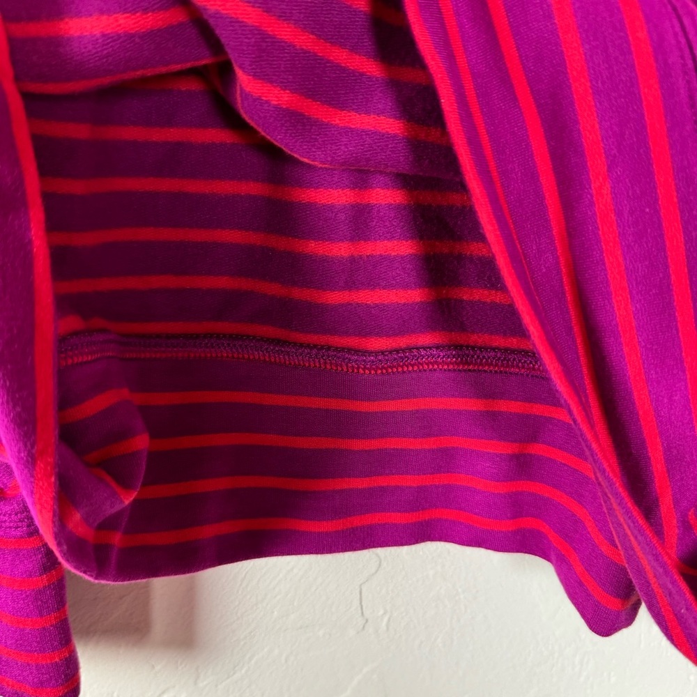 Gap Hoodie Cloud Light Pullover Sweatshirt Knit Striped Purple Red Jersey Fabric - Picture 7 of 8